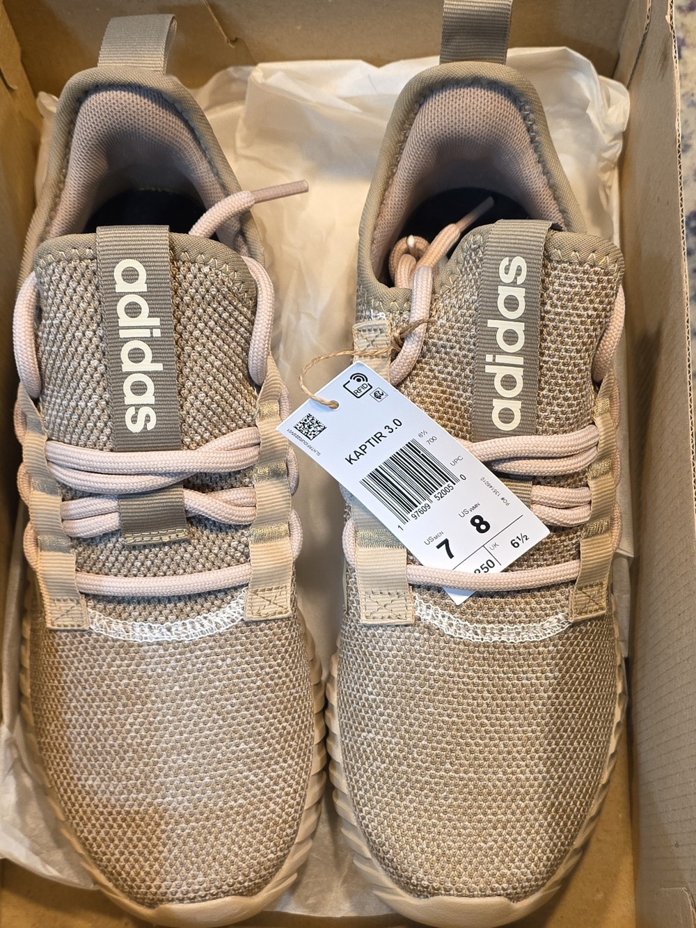 adidas Women's Beige Pink Knit Sneakers